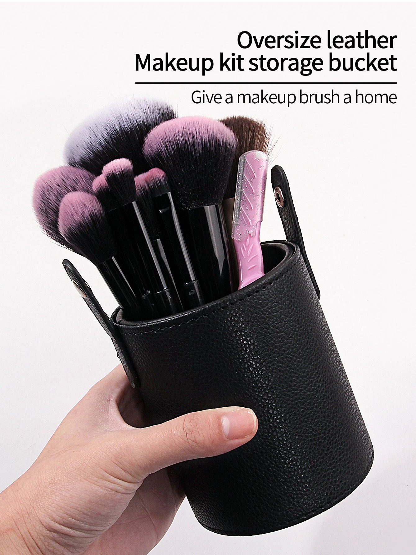 Makeup Brush Holder PU Leather Travel Empty Cosmetic Brushes Pen Bucket Makeup Artist Bag Brushes Organizer Make Up Tools