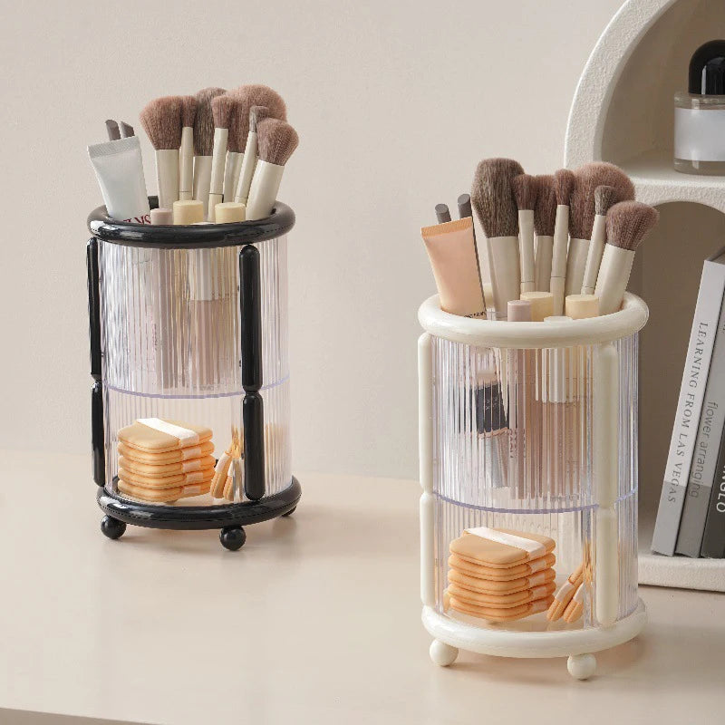Makeup Brush Holder, Large Capacity 3 Slot Cosmetics Make Up Brush Organizer Storage For Dresser, Countertop, Vanity & Bathroom