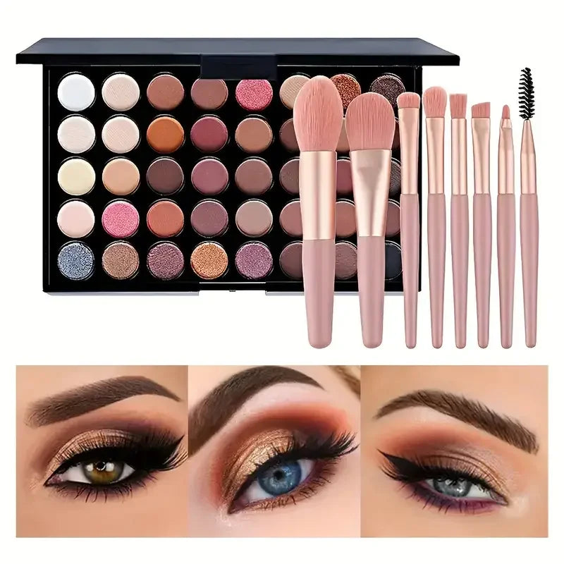 40 Color Eye shadow Palette Make-up for Women with Brushes Nude Eyeshadow Palette Glitter Matte Pigmented Powder Eye Cosmetics