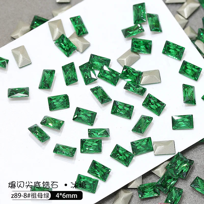 50pcs Dazzling Zircon Nail Art Rhinestone Mini 1-4mm Mixed-shape(Rhombic,Oval,Heart) Nail Gemstone 3D Flatback Bling NailDiamond