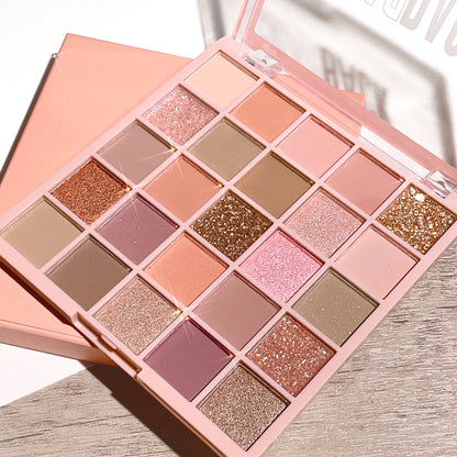 25-color eye shadow tray, oatmeal milk tea tray, sparkling powder, pearl sequins, gentle orange brown, affordable eye shadow