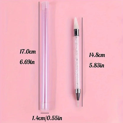 Nails Art Brush For Manicure Double Head Point drill pen Dot Painting Point Pen Rhinestone Picker Wax Pencil Crystal Handle Tool