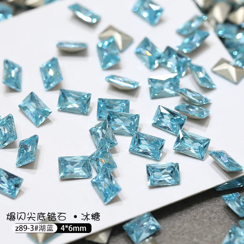 50pcs Dazzling Zircon Nail Art Rhinestone Mini 1-4mm Mixed-shape(Rhombic,Oval,Heart) Nail Gemstone 3D Flatback Bling NailDiamond