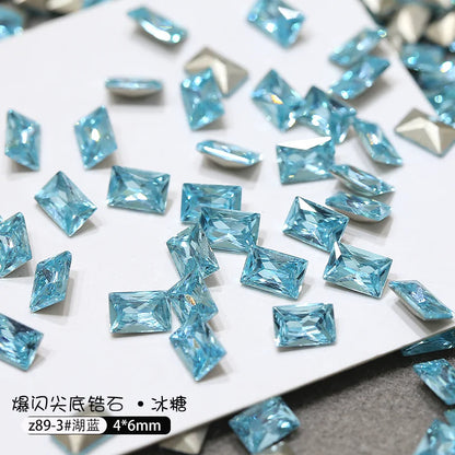 50pcs Dazzling Zircon Nail Art Rhinestone Mini 1-4mm Mixed-shape(Rhombic,Oval,Heart) Nail Gemstone 3D Flatback Bling NailDiamond