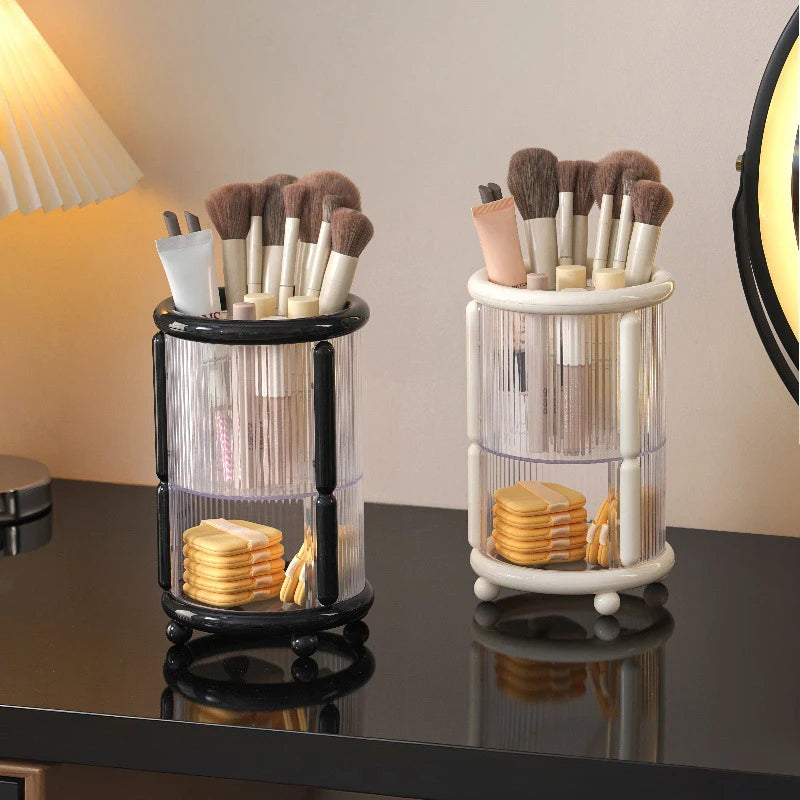 Makeup Brush Holder, Large Capacity 3 Slot Cosmetics Make Up Brush Organizer Storage For Dresser, Countertop, Vanity & Bathroom