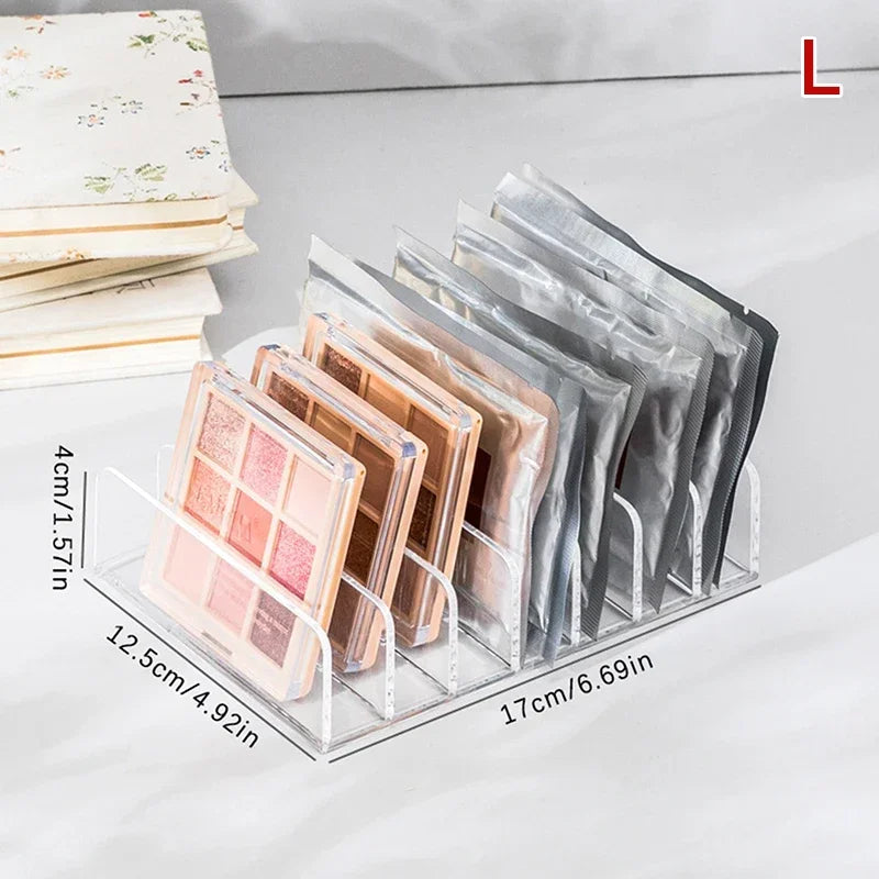 Makeup Organizer Box, 7-Compartment Clear Storage Shelf, Multi-Cell Display for Cosmetics, Blush, Eyeshadow,Space-Saving Durable