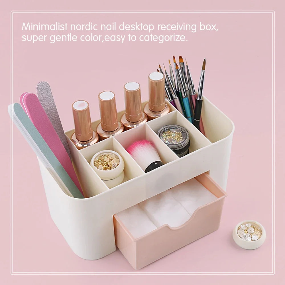 Nail Art Storage Box Gel Polish Remover Cleaning Cotton Pad Swab Manicure Organizer Plastic Display Container Case Nail Supplies
