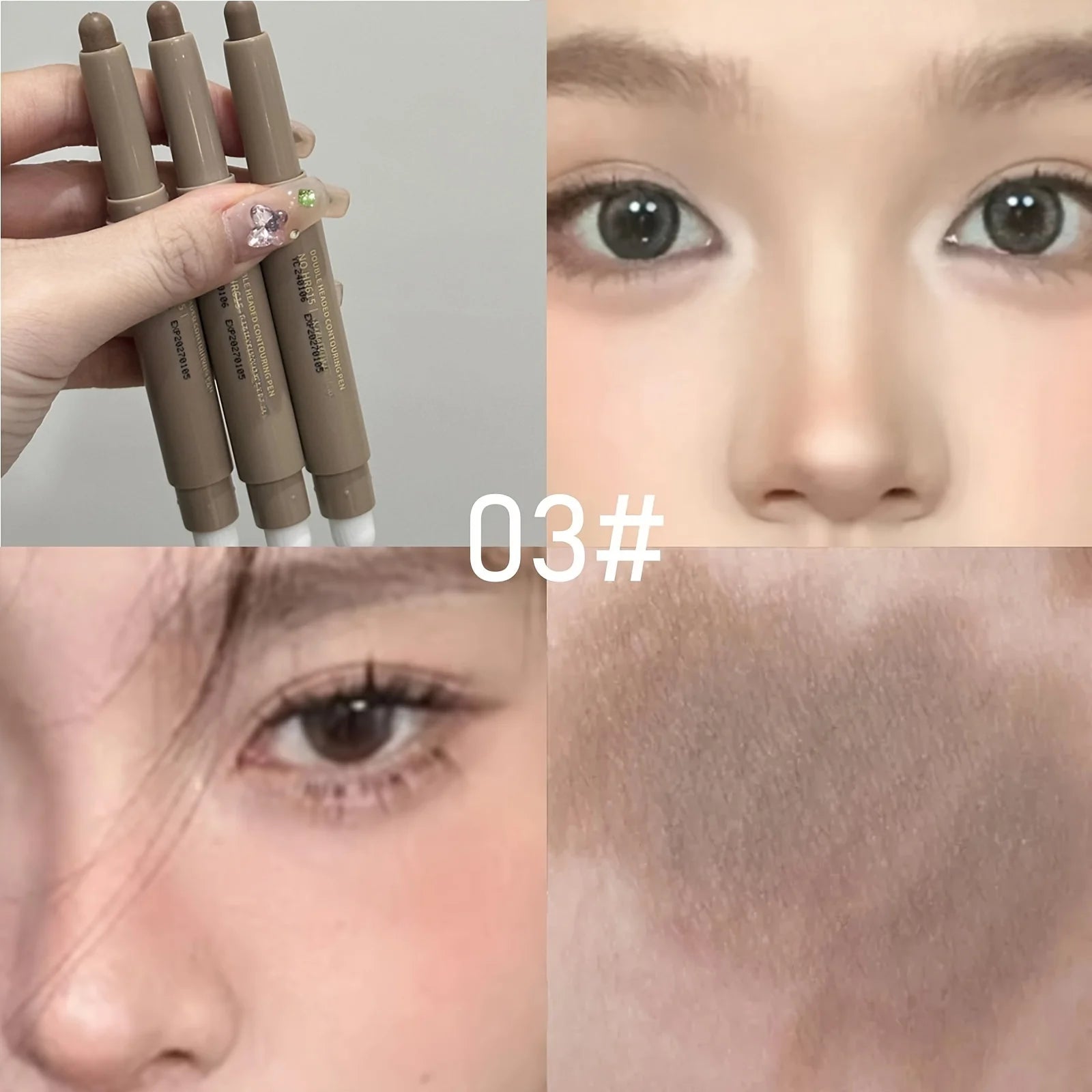 Highlighting & Bronzer Stick: Long Lasting Corrector with Brush, Brightening Concealer Pen, Nose Shadow, and Contouring