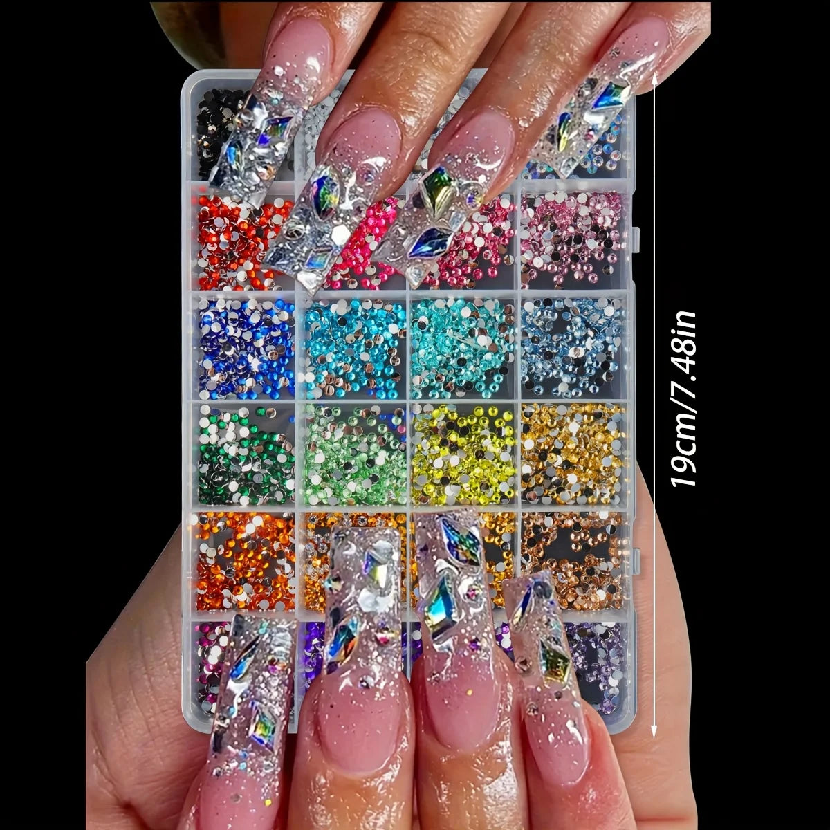 15000Pcs Flatback Nail Stones, Suitable for Crafts and Nail Art, 24 Colors, 3mm Non-Heat Fusion Plastic Synthetic Gems