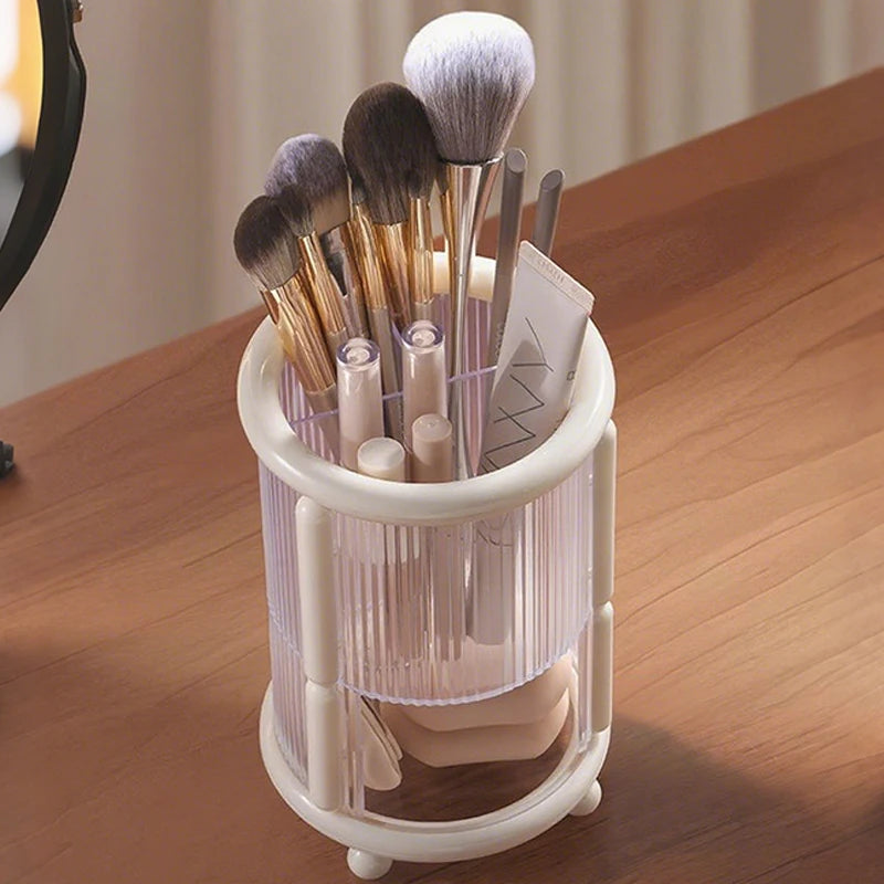 Makeup Brush Holder, Large Capacity 3 Slot Cosmetics Make Up Brush Organizer Storage For Dresser, Countertop, Vanity & Bathroom