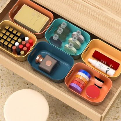 Plastic Desk Storage Basket for Dormitory Kitchen Shelving Cosmetic Dresser Toy Box Snacks Makeup Seasoning Container