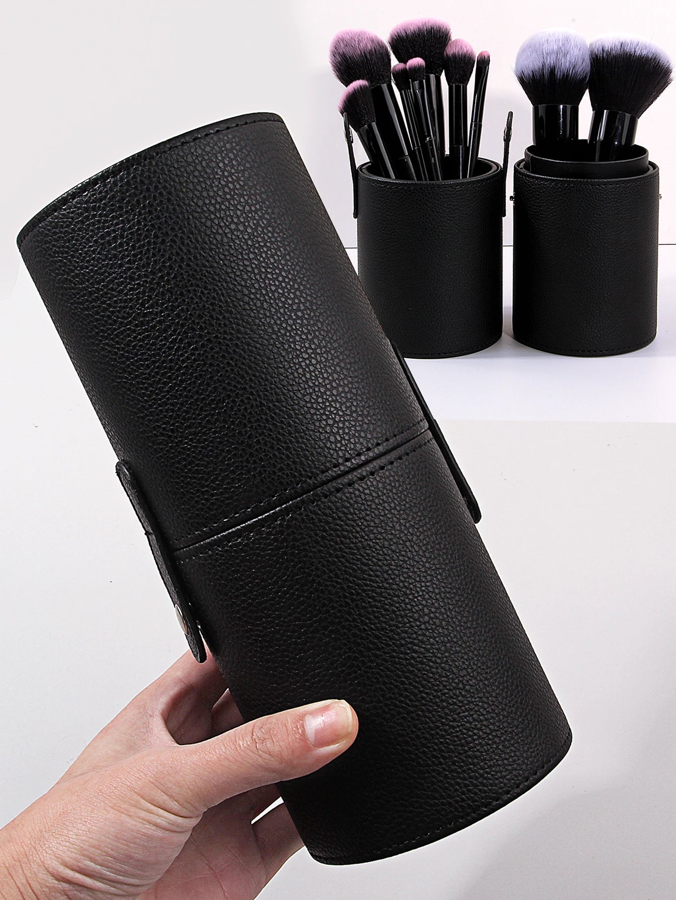 Makeup Brush Holder PU Leather Travel Empty Cosmetic Brushes Pen Bucket Makeup Artist Bag Brushes Organizer Make Up Tools