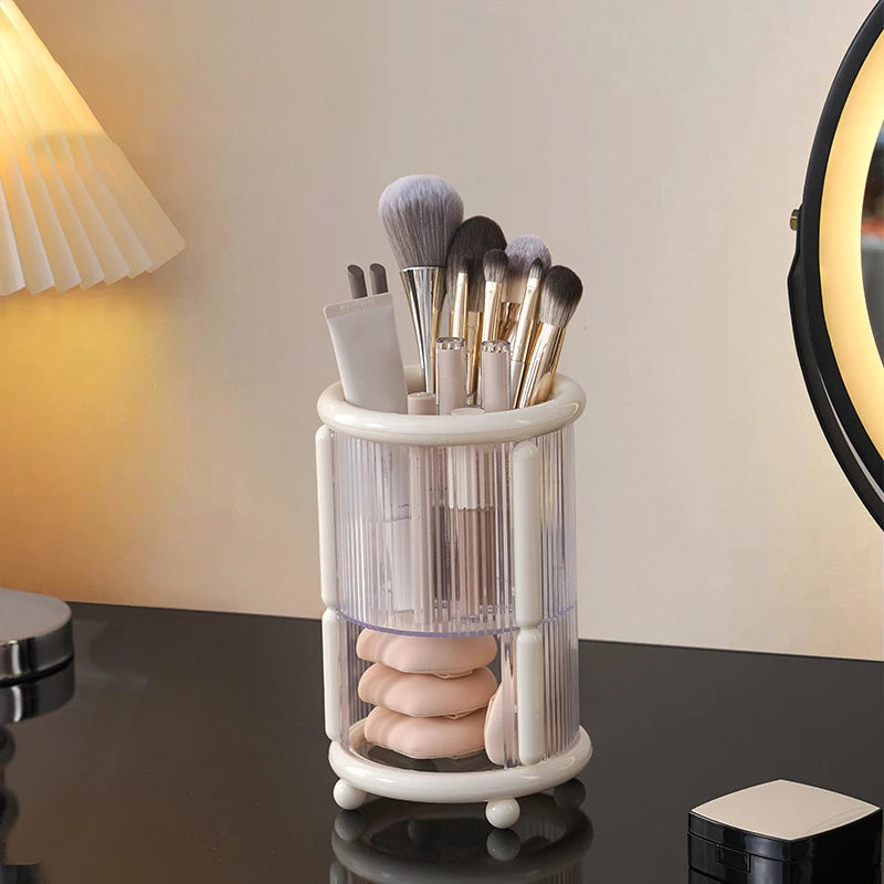 Makeup Brush Holder, Large Capacity 3 Slot Cosmetics Make Up Brush Organizer Storage For Dresser, Countertop, Vanity & Bathroom