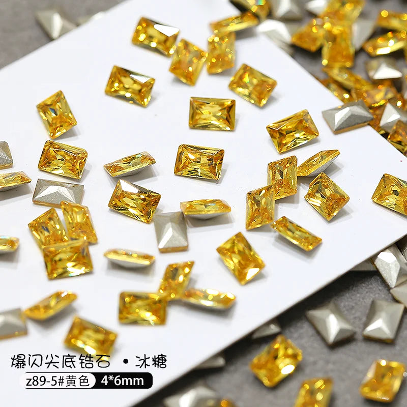 50pcs Dazzling Zircon Nail Art Rhinestone Mini 1-4mm Mixed-shape(Rhombic,Oval,Heart) Nail Gemstone 3D Flatback Bling NailDiamond
