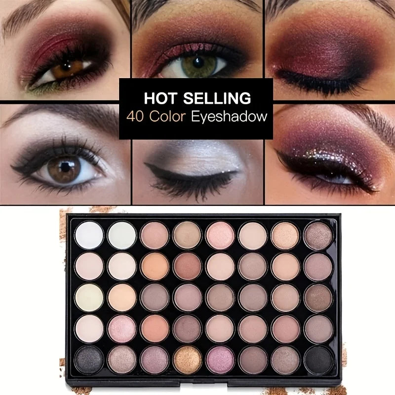 40 Color Eye shadow Palette Make-up for Women with Brushes Nude Eyeshadow Palette Glitter Matte Pigmented Powder Eye Cosmetics