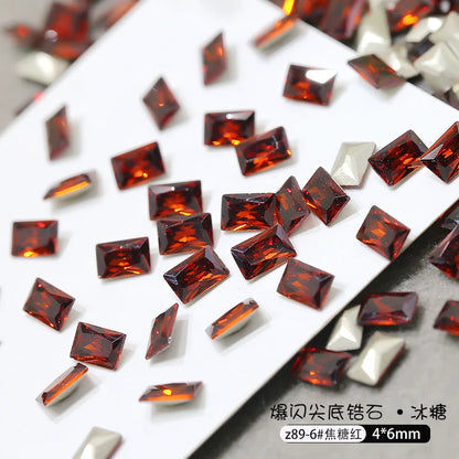 50pcs Dazzling Zircon Nail Art Rhinestone Mini 1-4mm Mixed-shape(Rhombic,Oval,Heart) Nail Gemstone 3D Flatback Bling NailDiamond