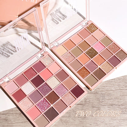 25-color eye shadow tray, oatmeal milk tea tray, sparkling powder, pearl sequins, gentle orange brown, affordable eye shadow