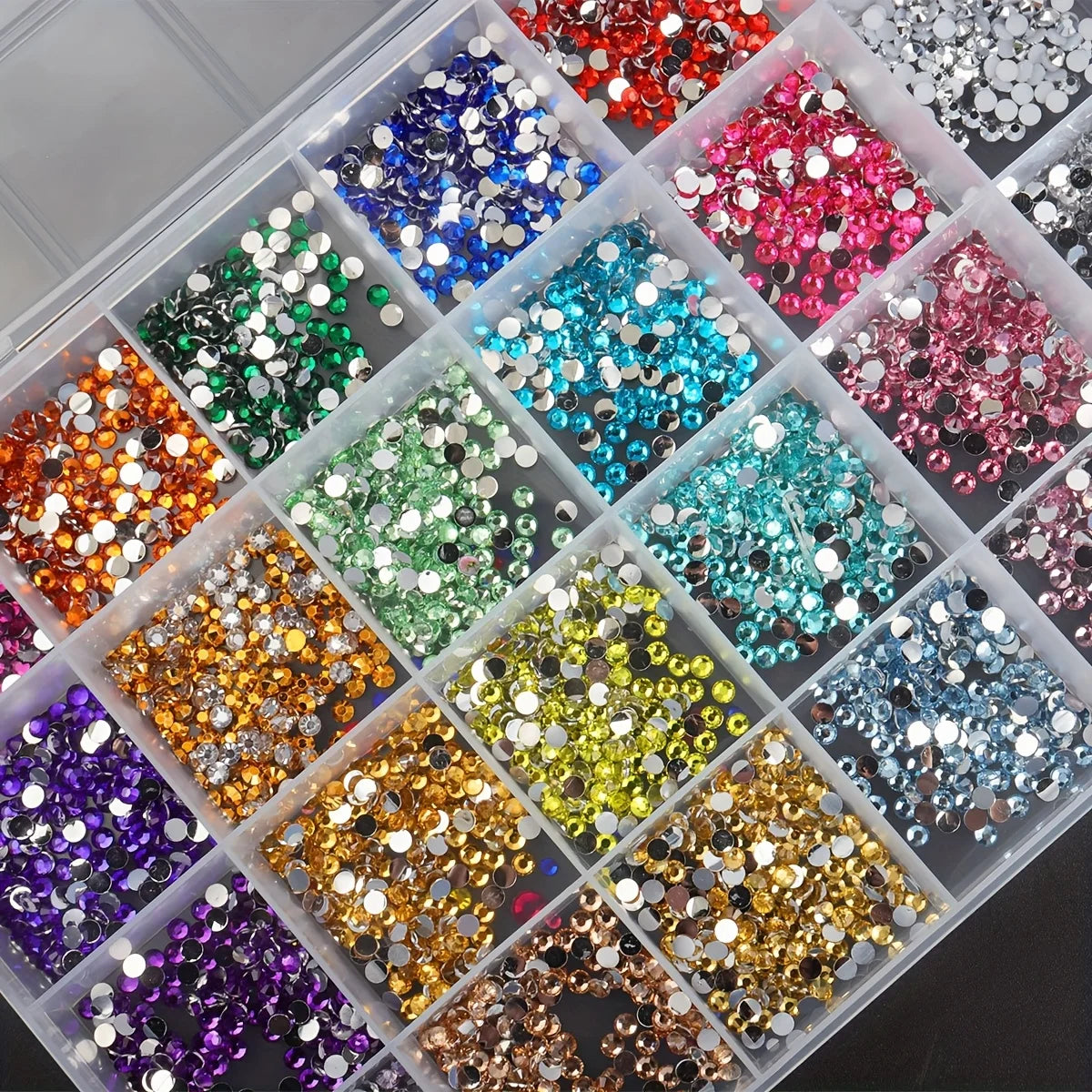 15000Pcs Flatback Nail Stones, Suitable for Crafts and Nail Art, 24 Colors, 3mm Non-Heat Fusion Plastic Synthetic Gems