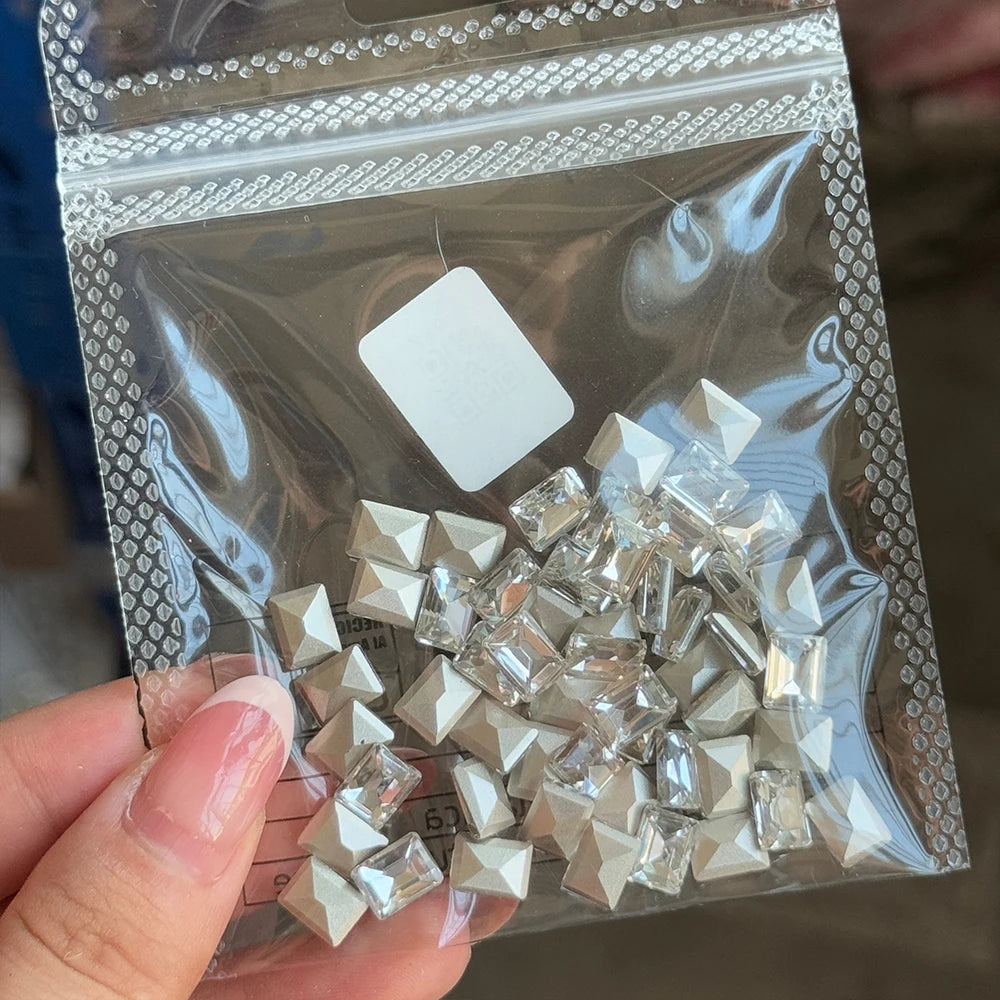 50pcs Dazzling Zircon Nail Art Rhinestone Mini 1-4mm Mixed-shape(Rhombic,Oval,Heart) Nail Gemstone 3D Flatback Bling NailDiamond