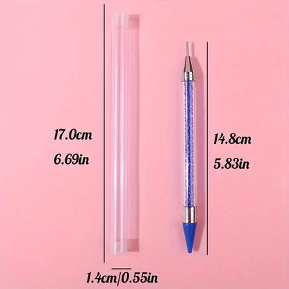 Nails Art Brush For Manicure Double Head Point drill pen Dot Painting Point Pen Rhinestone Picker Wax Pencil Crystal Handle Tool