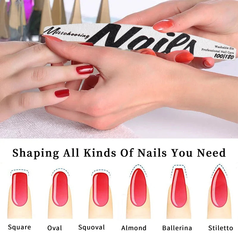 Nail File 100/180 Professional Tools Emery For Manicure Gel Polishing Files For Nails Buffers Set Polisher