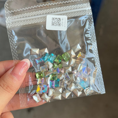 50pcs Dazzling Zircon Nail Art Rhinestone Mini 1-4mm Mixed-shape(Rhombic,Oval,Heart) Nail Gemstone 3D Flatback Bling NailDiamond