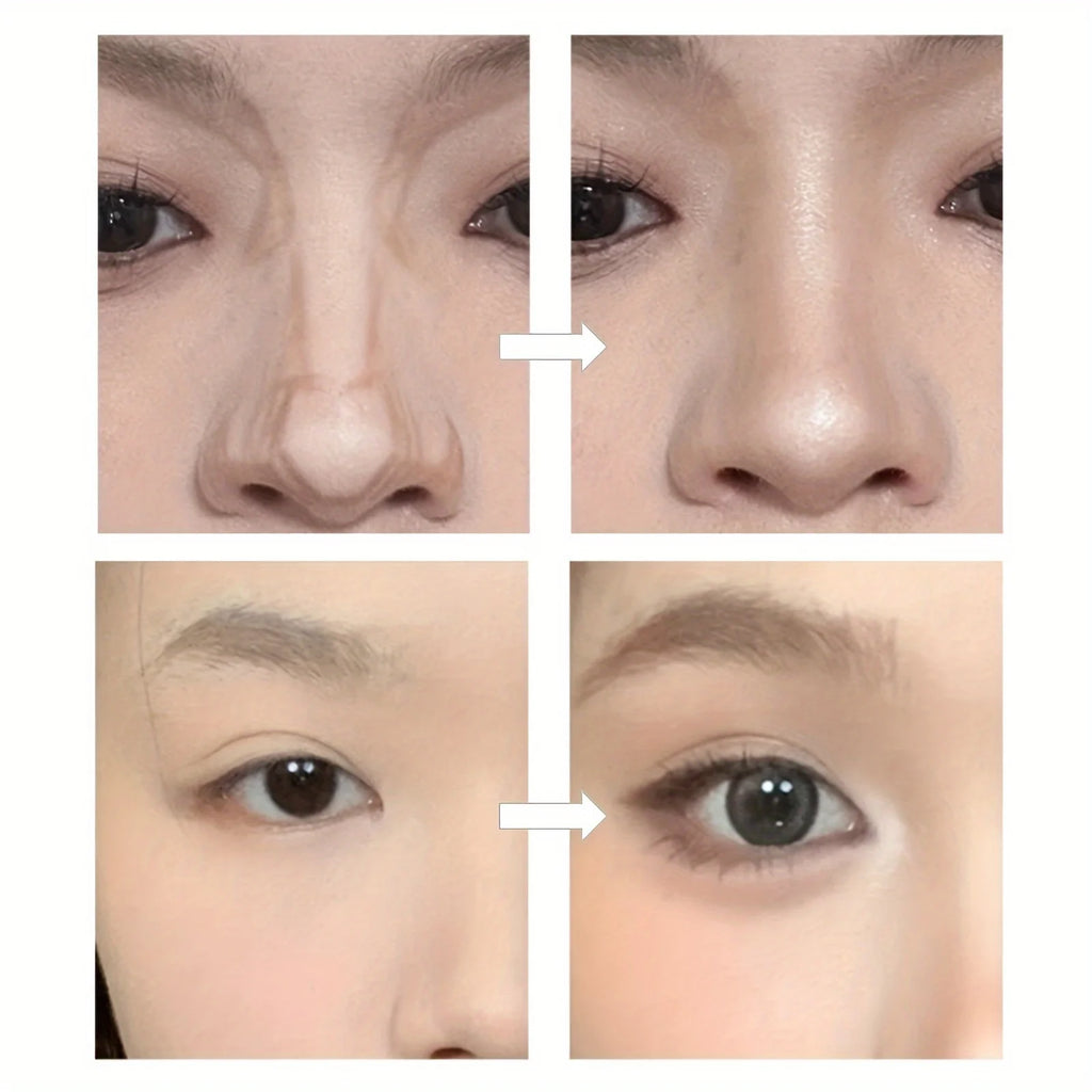 Highlighting & Bronzer Stick: Long Lasting Corrector with Brush, Brightening Concealer Pen, Nose Shadow, and Contouring