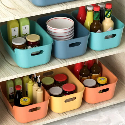 Plastic Desk Storage Basket for Dormitory Kitchen Shelving Cosmetic Dresser Toy Box Snacks Makeup Seasoning Container