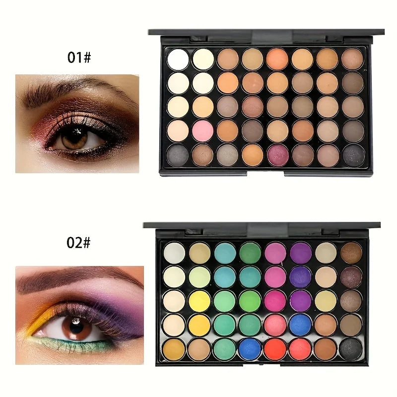 40 Color Eye shadow Palette Make-up for Women with Brushes Nude Eyeshadow Palette Glitter Matte Pigmented Powder Eye Cosmetics