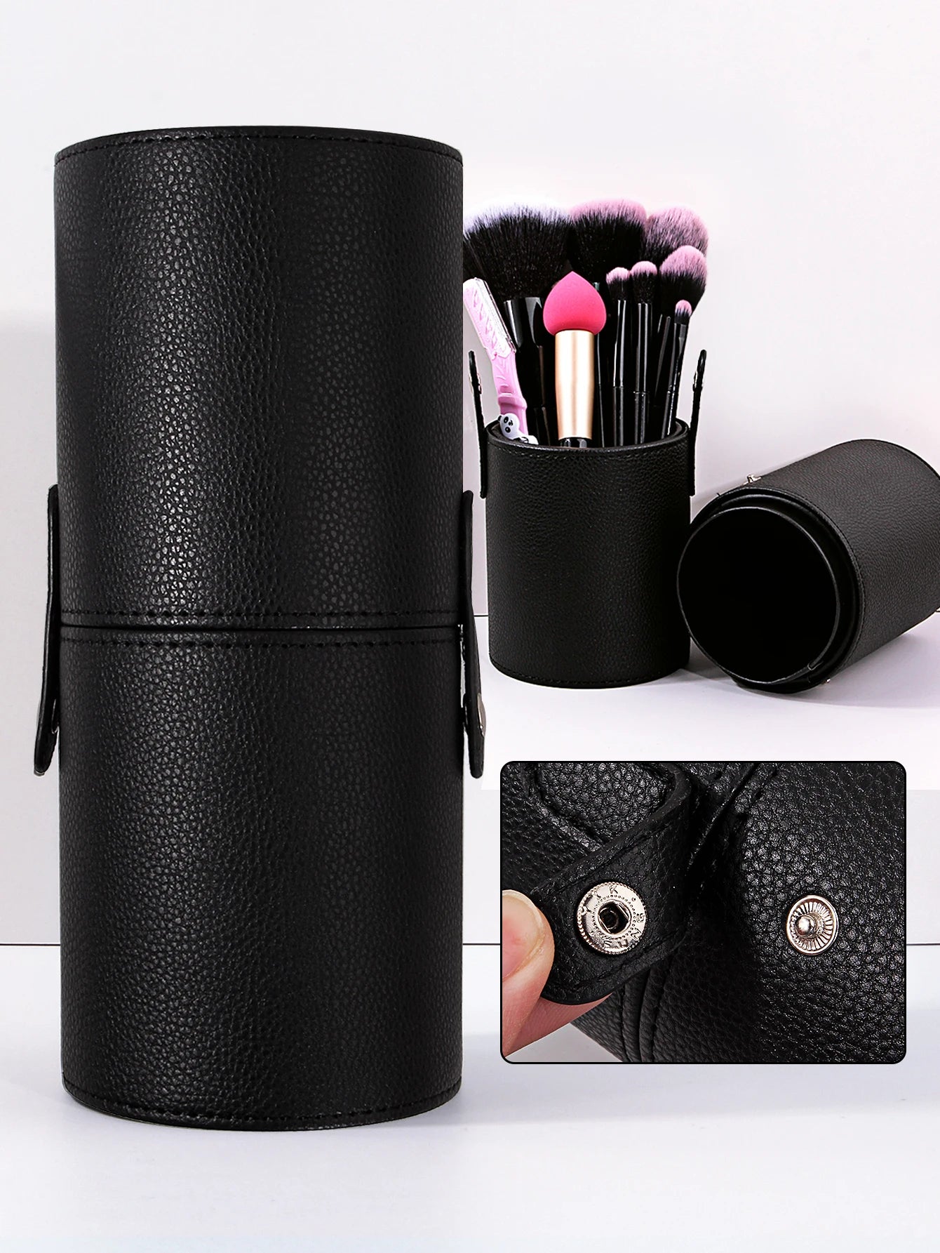 Makeup Brush Holder PU Leather Travel Empty Cosmetic Brushes Pen Bucket Makeup Artist Bag Brushes Organizer Make Up Tools