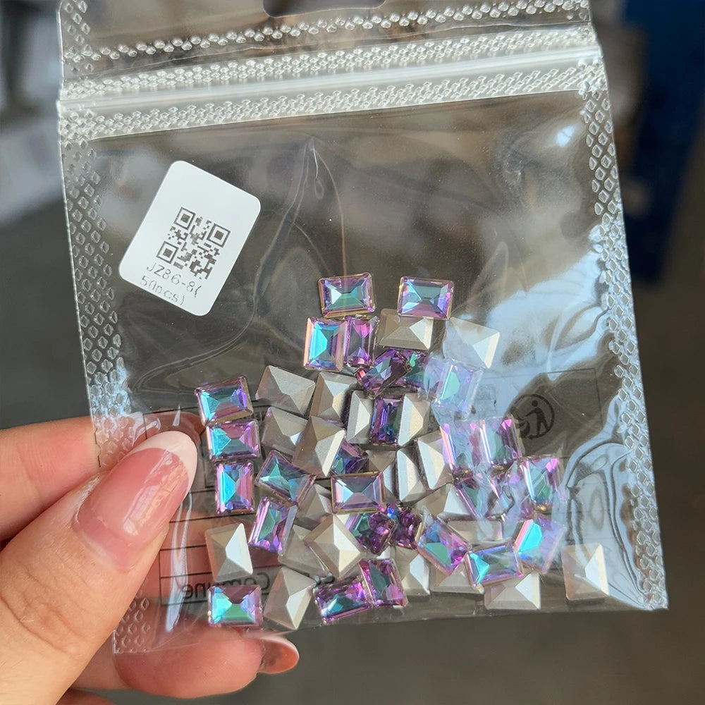 50pcs Dazzling Zircon Nail Art Rhinestone Mini 1-4mm Mixed-shape(Rhombic,Oval,Heart) Nail Gemstone 3D Flatback Bling NailDiamond