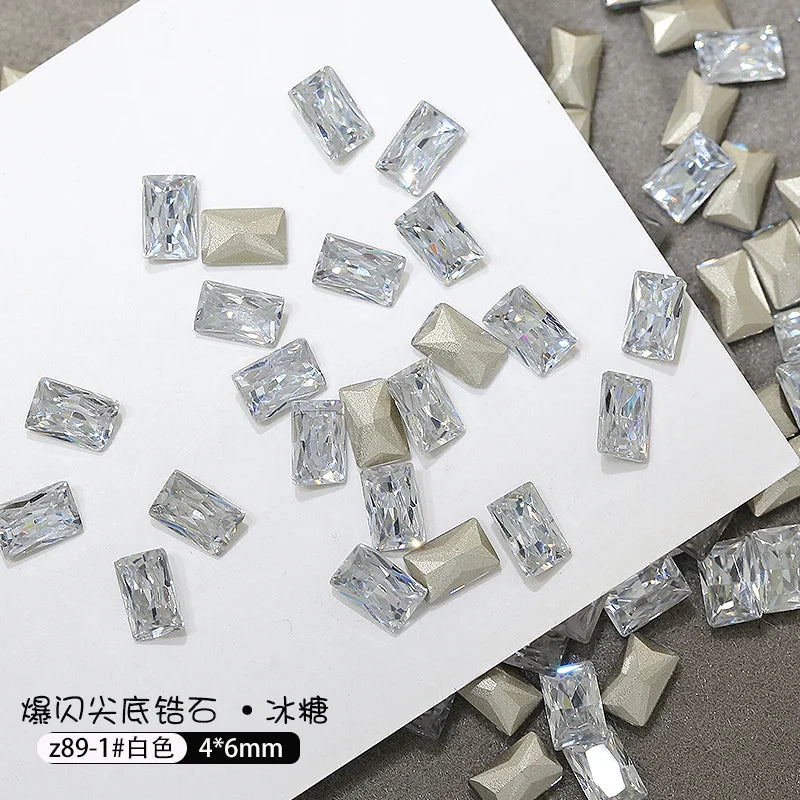 50pcs Dazzling Zircon Nail Art Rhinestone Mini 1-4mm Mixed-shape(Rhombic,Oval,Heart) Nail Gemstone 3D Flatback Bling NailDiamond