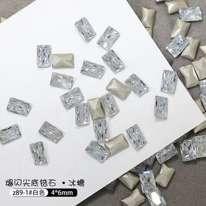 50pcs Dazzling Zircon Nail Art Rhinestone Mini 1-4mm Mixed-shape(Rhombic,Oval,Heart) Nail Gemstone 3D Flatback Bling NailDiamond