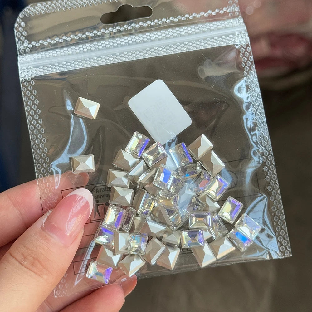 50pcs Dazzling Zircon Nail Art Rhinestone Mini 1-4mm Mixed-shape(Rhombic,Oval,Heart) Nail Gemstone 3D Flatback Bling NailDiamond
