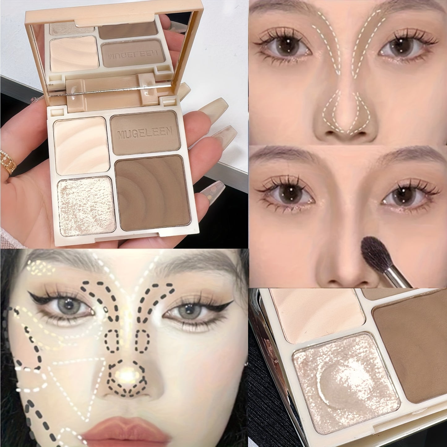 1pc Matte Highlighter Bronzers Palette Face Shading Grooming Powder Makeup Long-Lasting Face Contouring Bronzer Cosmetics
